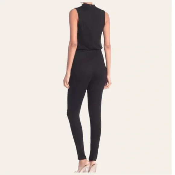 The Vanity Room Skinny Ribbed Jumpsuit Small Mock Neck Sleeveless Skinny Leg NWT - Picture 4 of 13